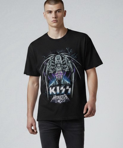 Shirt nera kiss - monster, tour